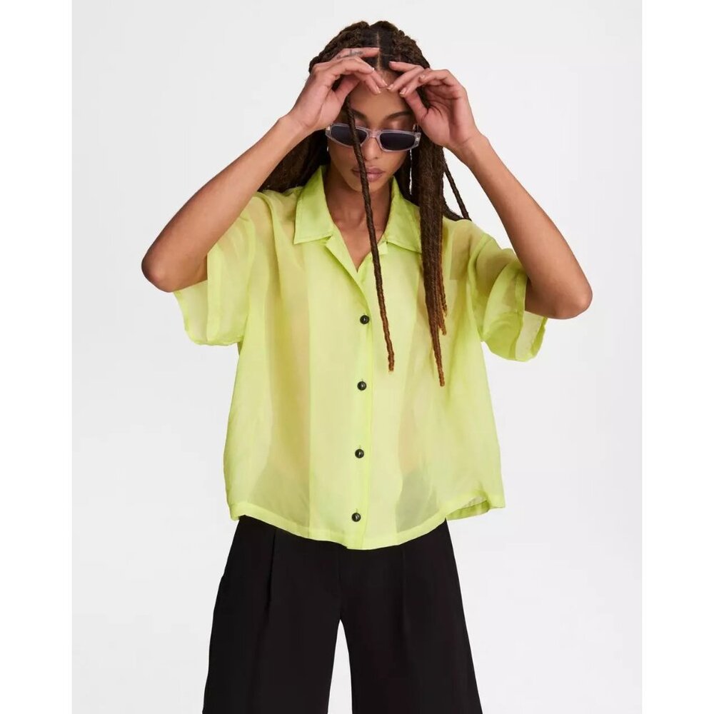 NWT rag & bone Reed Viscose Shirt Lime Green Women's Size Small